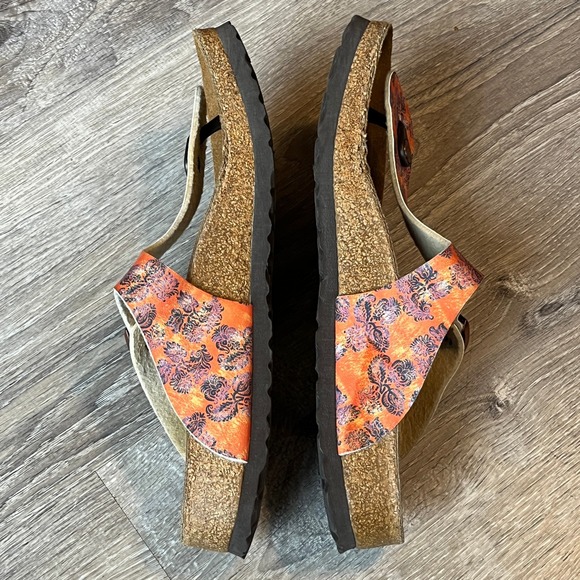 Birkenstock Papillio Gizeh Thong Sandals Orange Floral Womens 10 EU 41 - Picture 5 of 7